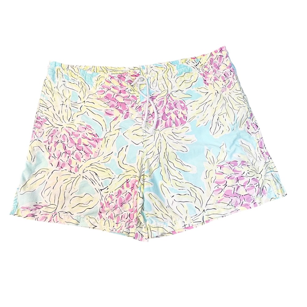 Lilly Pulitzer Mens Capri Trunk Swim Shorts mens medium yellow floral print